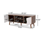 Meuble TV de 120 cm avec pieds obliques et 3 tiroirs décalés pour téléviseurs jusqu'à 102 cm