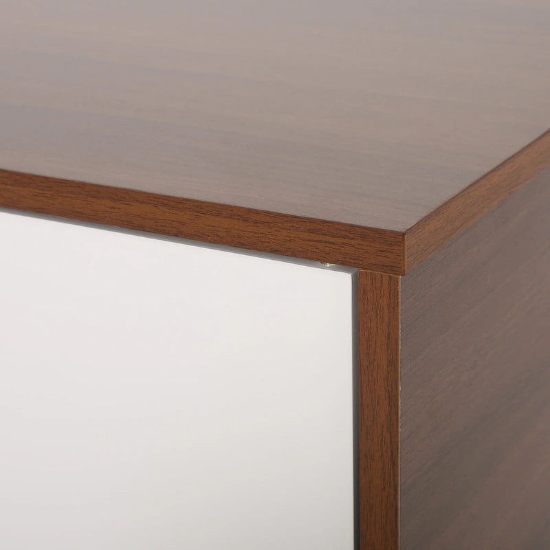 Meuble TV de 120 cm avec pieds obliques et 3 tiroirs décalés pour téléviseurs jusqu'à 102 cm