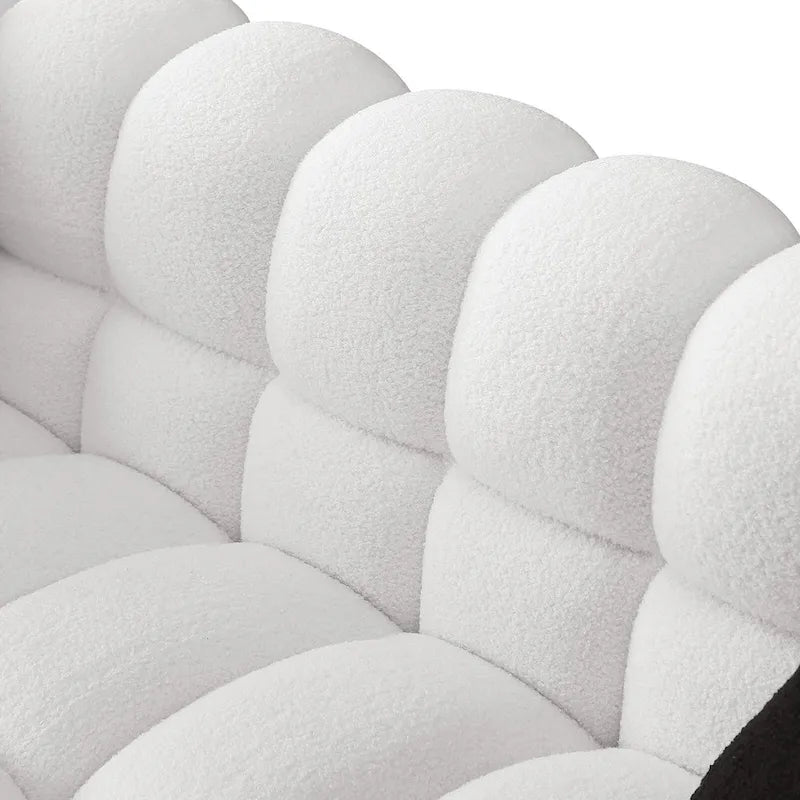 Canapé 3 places rembourré en tissu bouclé de 84,3 pouces avec coussins décoratifs