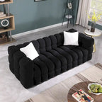 Canapé 3 places rembourré en tissu bouclé de 84,3 pouces avec coussins décoratifs