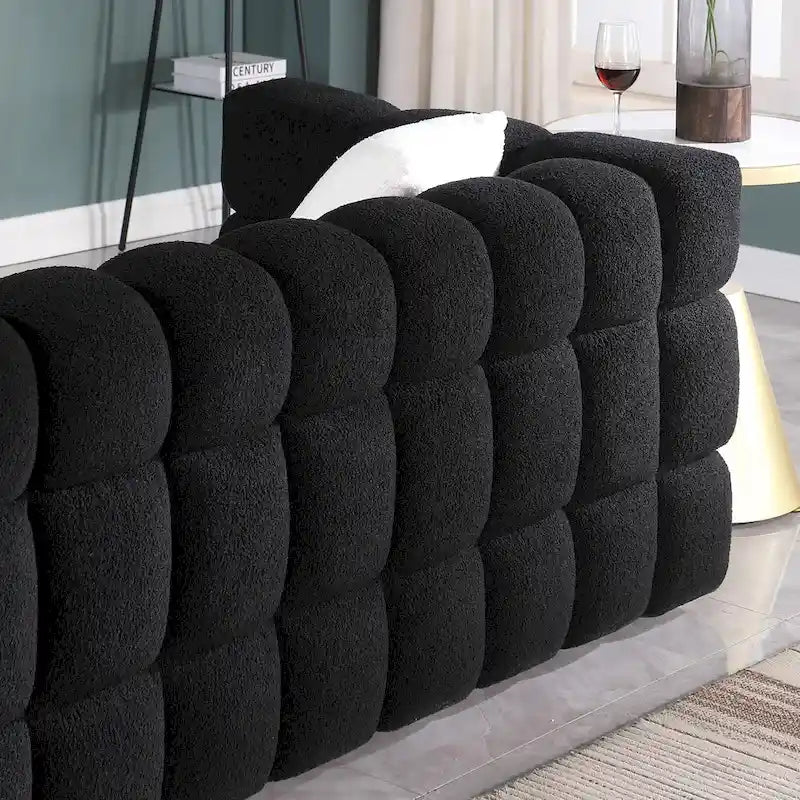 Canapé 3 places rembourré en tissu bouclé de 84,3 pouces avec coussins décoratifs