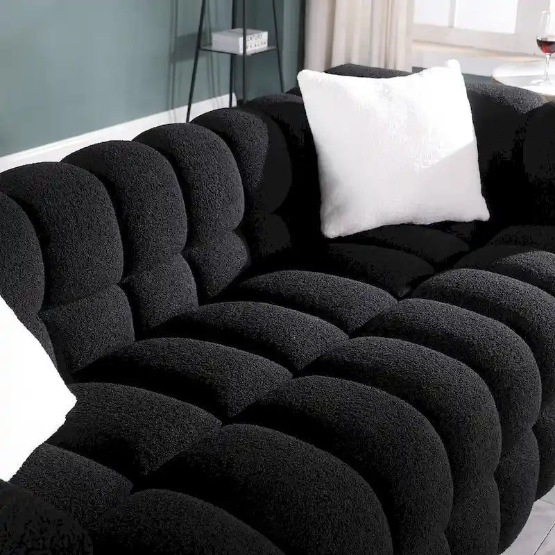 Canapé 3 places rembourré en tissu bouclé de 84,3 pouces avec coussins décoratifs