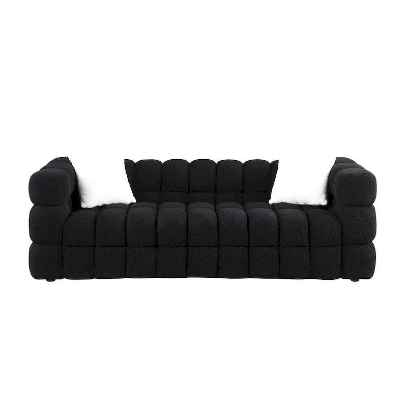 Canapé 3 places rembourré en tissu bouclé de 84,3 pouces avec coussins décoratifs