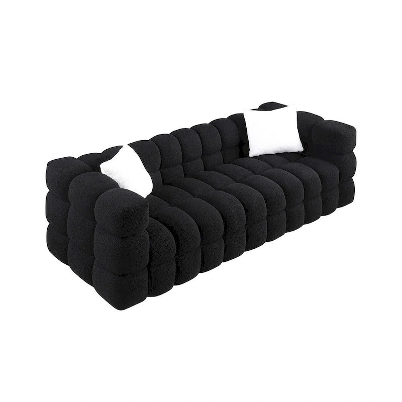 Canapé 3 places rembourré en tissu bouclé de 84,3 pouces avec coussins décoratifs