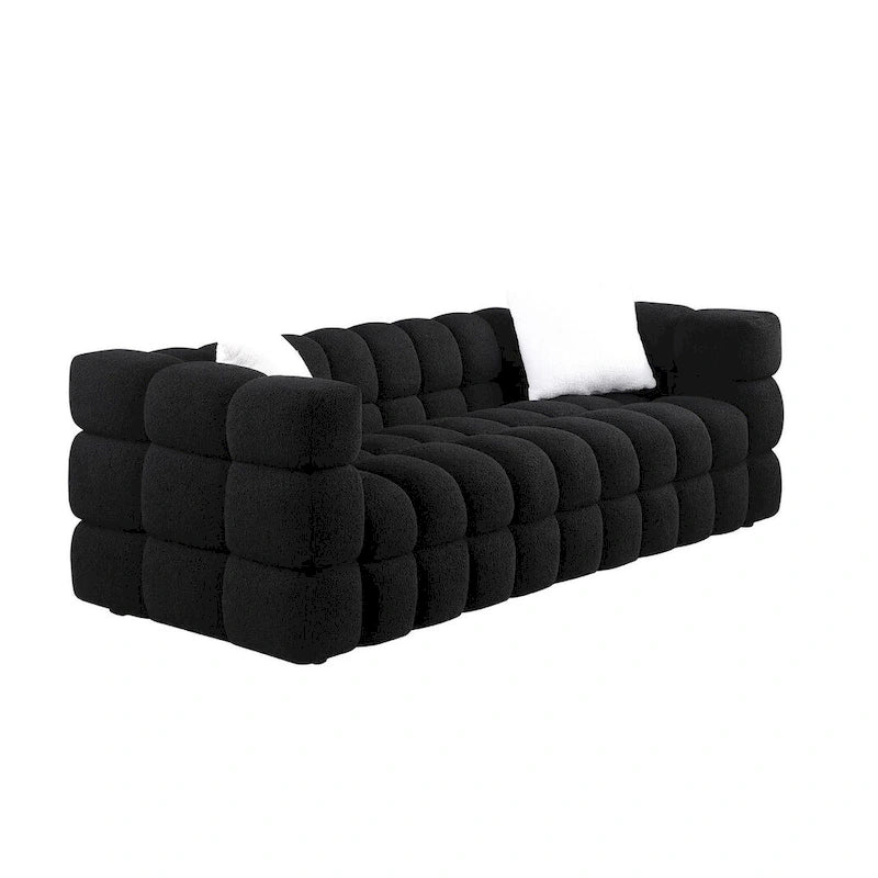 Canapé 3 places rembourré en tissu bouclé de 84,3 pouces avec coussins décoratifs