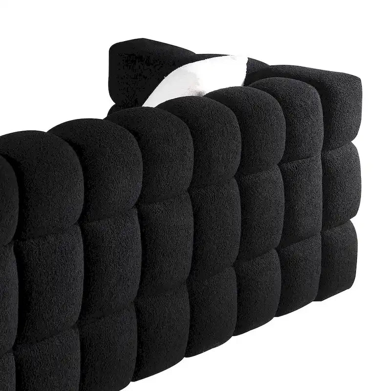 Canapé 3 places rembourré en tissu bouclé de 84,3 pouces avec coussins décoratifs