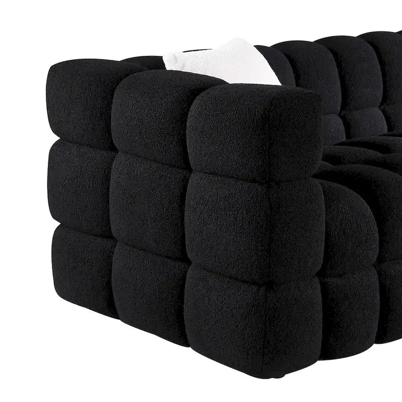 Canapé 3 places rembourré en tissu bouclé de 84,3 pouces avec coussins décoratifs
