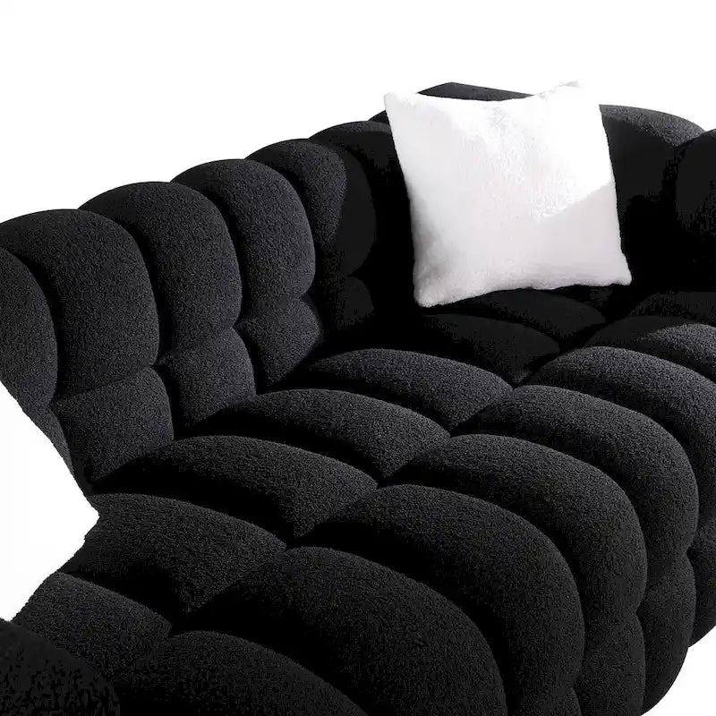 Canapé 3 places rembourré en tissu bouclé de 84,3 pouces avec coussins décoratifs
