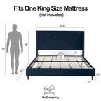 Lit king size tapissé avec tête de lit capitonnée de 54 po et garniture cloutée