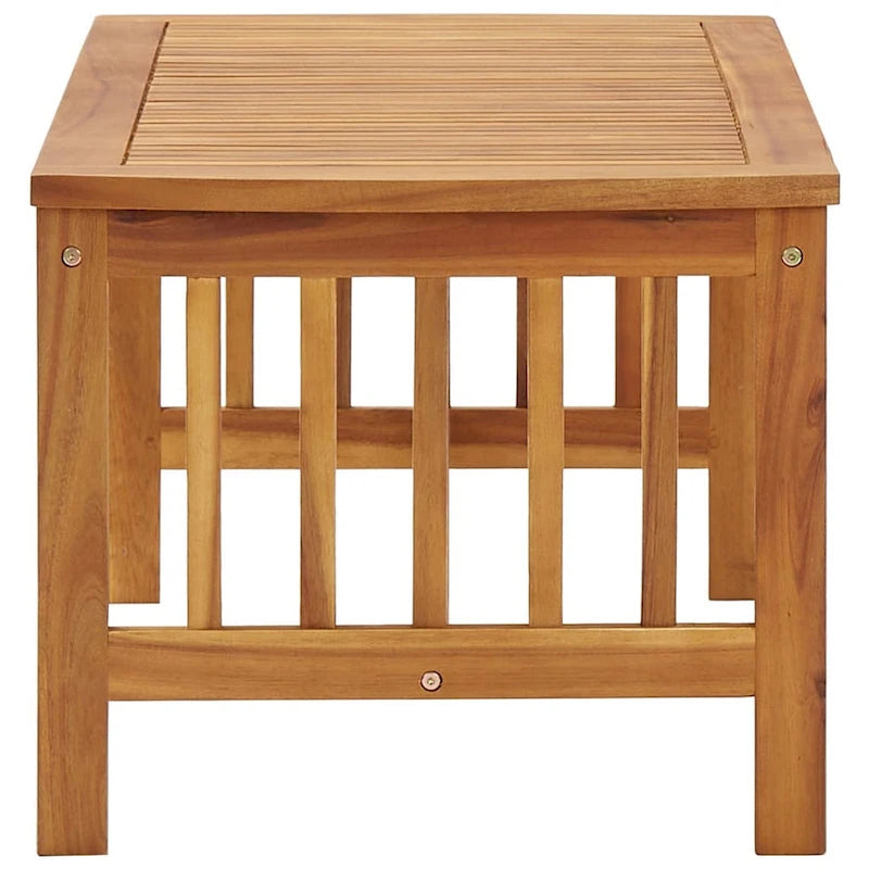 Table basse rectangulaire à lattes en bois d'acacia marron, 100 cm
