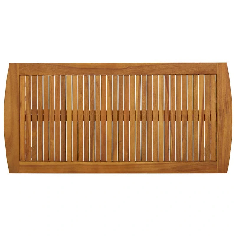 Table basse rectangulaire à lattes en bois d'acacia marron, 100 cm