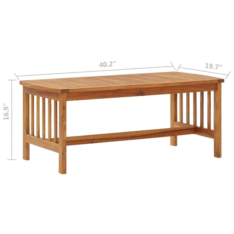 Table basse rectangulaire à lattes en bois d'acacia marron, 100 cm