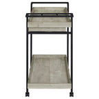 Chariot de bar roulant de 101,6 cm, à 2 niveaux avec tiroir, bois gris et métal noir