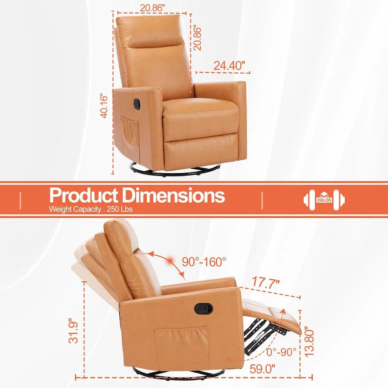Fauteuil inclinable pivotant en lin avec repose-pieds