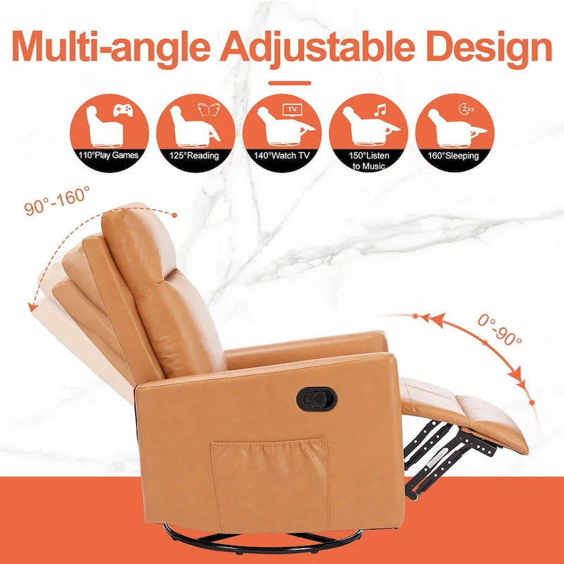 Fauteuil inclinable pivotant en lin avec repose-pieds
