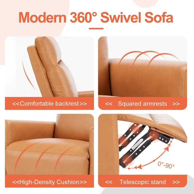 Fauteuil inclinable pivotant en lin avec repose-pieds