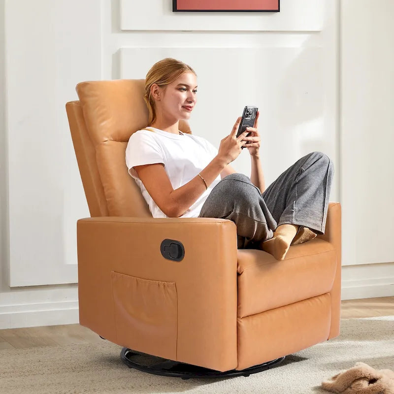 Fauteuil inclinable pivotant en lin avec repose-pieds