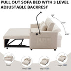 Canapé-lit convertible causeuse avec ports USB, porte-gobelets et dossier réglable