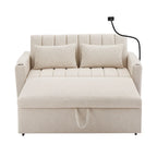 Canapé-lit convertible causeuse avec ports USB, porte-gobelets et dossier réglable