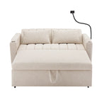 Canapé-lit convertible causeuse avec ports USB, porte-gobelets et dossier réglable
