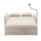 Canapé-lit convertible causeuse avec ports USB, porte-gobelets et dossier réglable