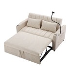 Canapé-lit convertible causeuse avec ports USB, porte-gobelets et dossier réglable