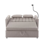 Canapé-lit convertible causeuse avec ports USB, porte-gobelets et dossier réglable