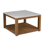 Table basse carrée avec plateau en faux marbre et étagère de rangement, 76,2 cm (L) x 76,2 cm (P) x 46,35 cm (H)