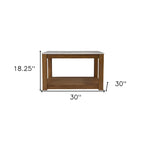 Table basse carrée avec plateau en faux marbre et étagère de rangement, 76,2 cm (L) x 76,2 cm (P) x 46,35 cm (H)