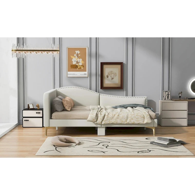 Lit de repos rembourré avec accoudoir et tête de lit