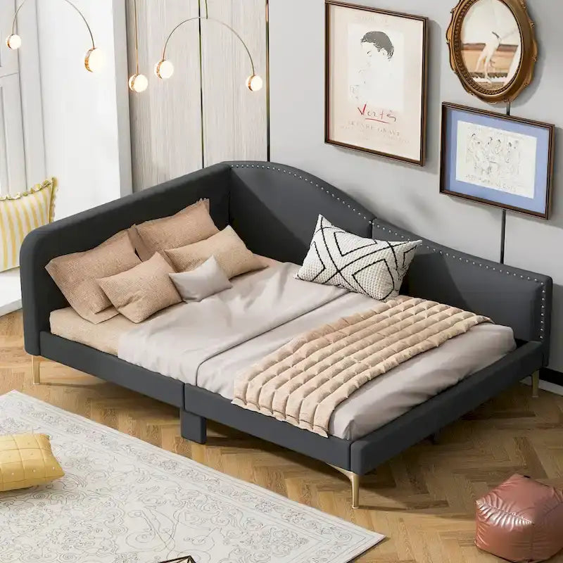 Lit de repos rembourré avec accoudoir et tête de lit