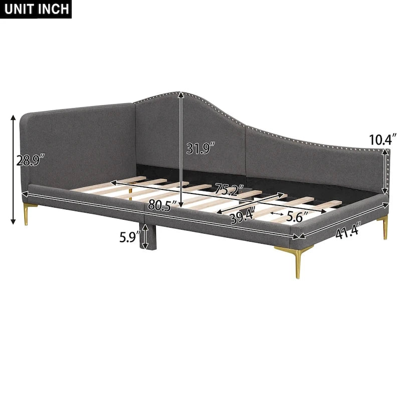 Lit de repos rembourré avec accoudoir et tête de lit
