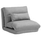 Chaise longue de sol pliable grise avec oreiller