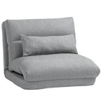 Chaise longue de sol pliable grise avec oreiller