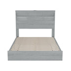 Lit plateforme queen size avec tête de lit de rangement et ports USB