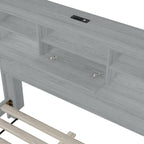 Lit plateforme queen size avec tête de lit de rangement et ports USB