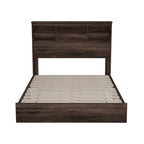 Lit plateforme queen size avec tête de lit de rangement et ports USB