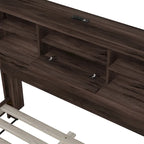Lit plateforme queen size avec tête de lit de rangement et ports USB