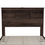 Lit plateforme queen size avec tête de lit de rangement et ports USB