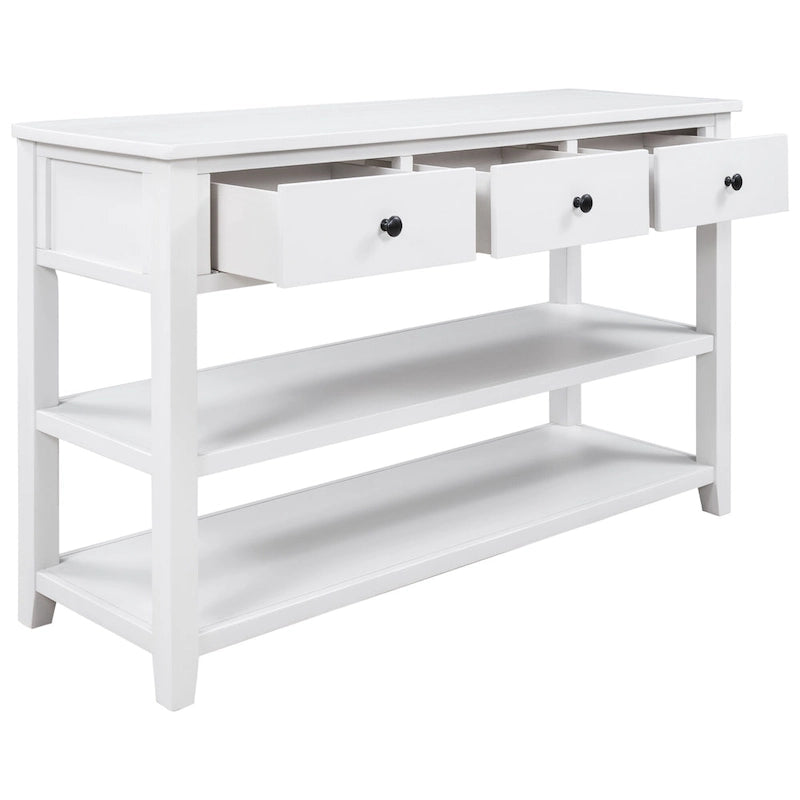 Console avec 3 tiroirs et 2 étagères ouvertes
