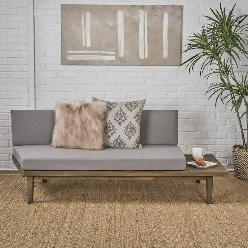 Canapé d'extérieur minimaliste en acacia, côté droit