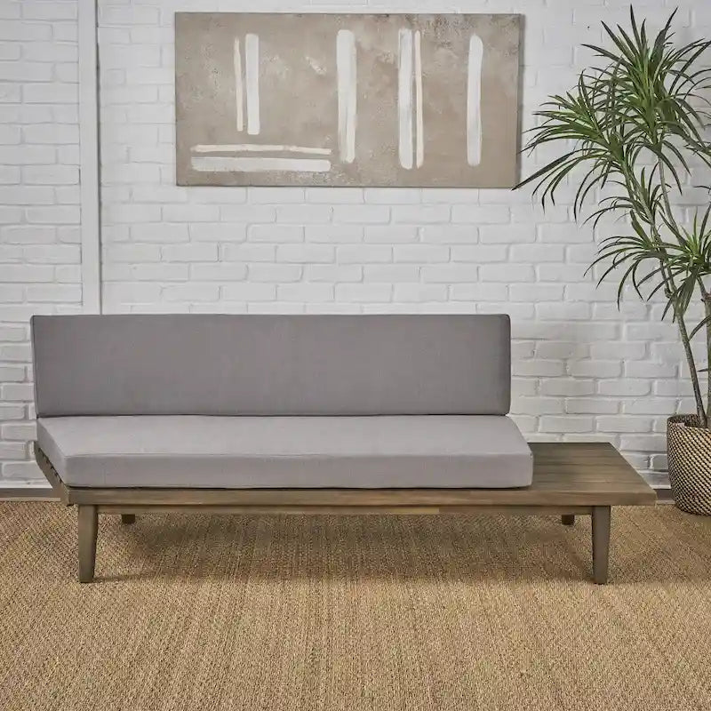 Canapé d'extérieur minimaliste en acacia, côté droit