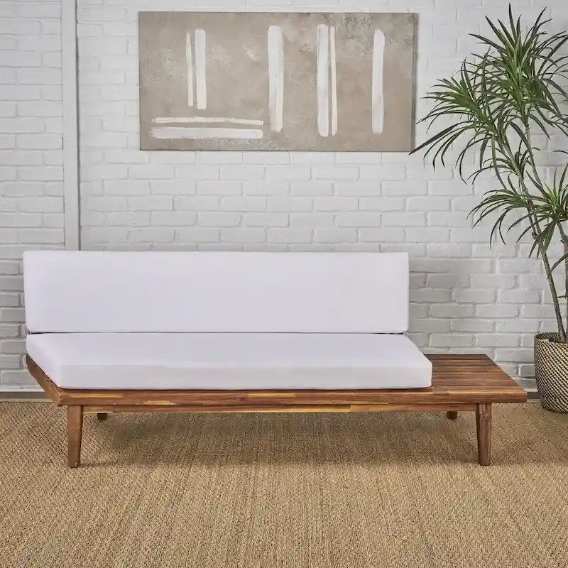 Canapé d'extérieur minimaliste en acacia, côté droit