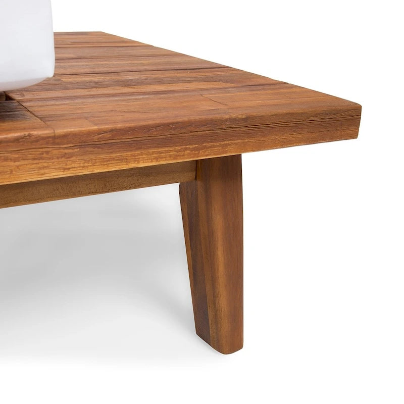 Canapé d'extérieur minimaliste en acacia, côté droit