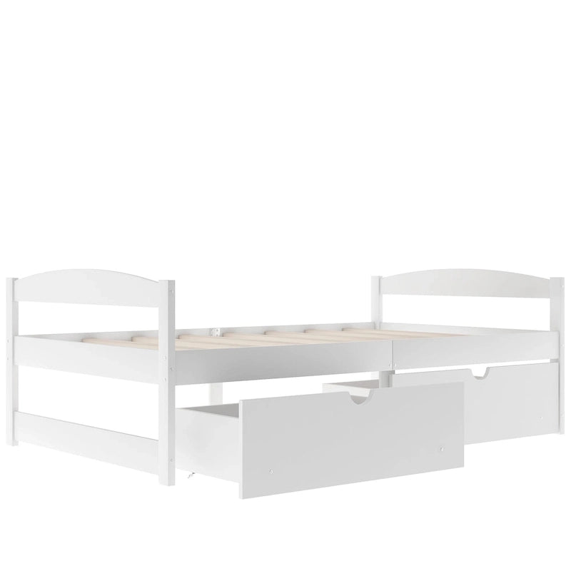 Lit plateforme double avec tiroirs de rangement