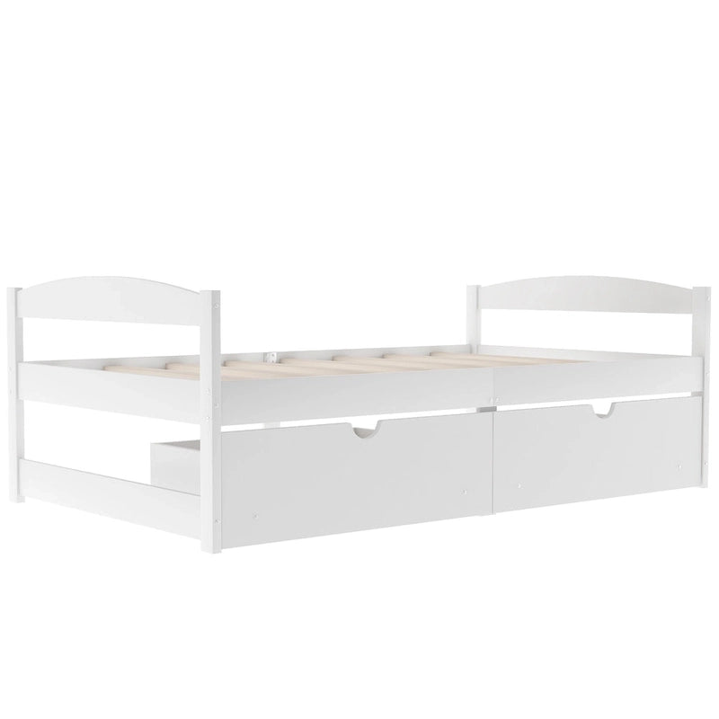 Lit plateforme double avec tiroirs de rangement