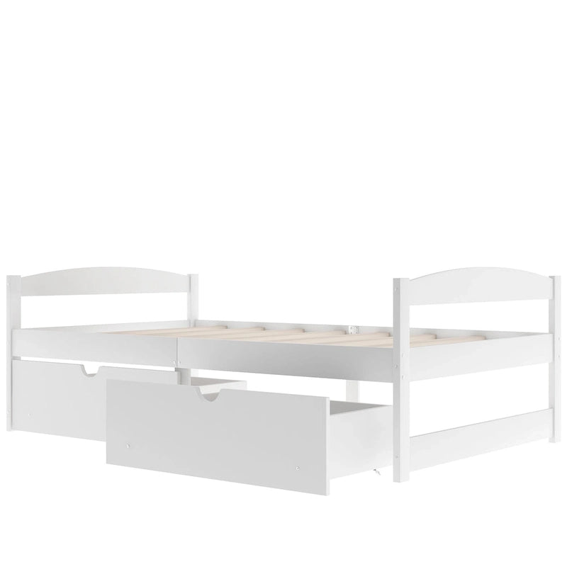 Lit plateforme double avec tiroirs de rangement