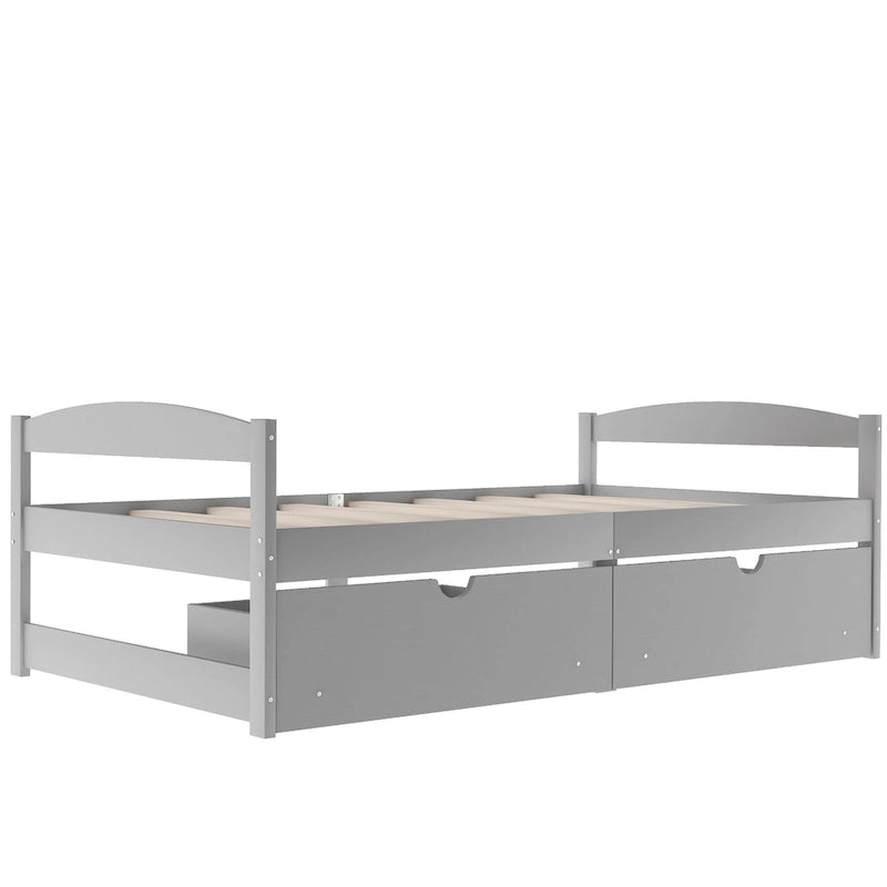 Lit plateforme double avec tiroirs de rangement