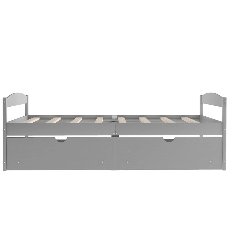 Lit plateforme double avec tiroirs de rangement
