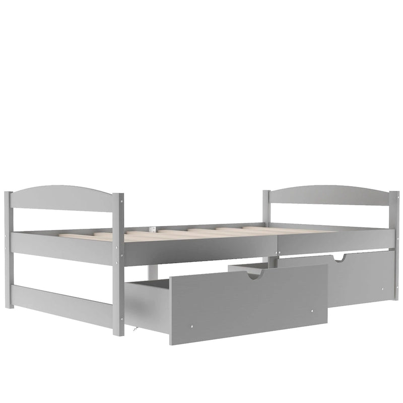 Lit plateforme double avec tiroirs de rangement